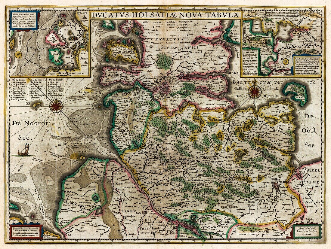 Map of the Duchy of Holstein, 17th century