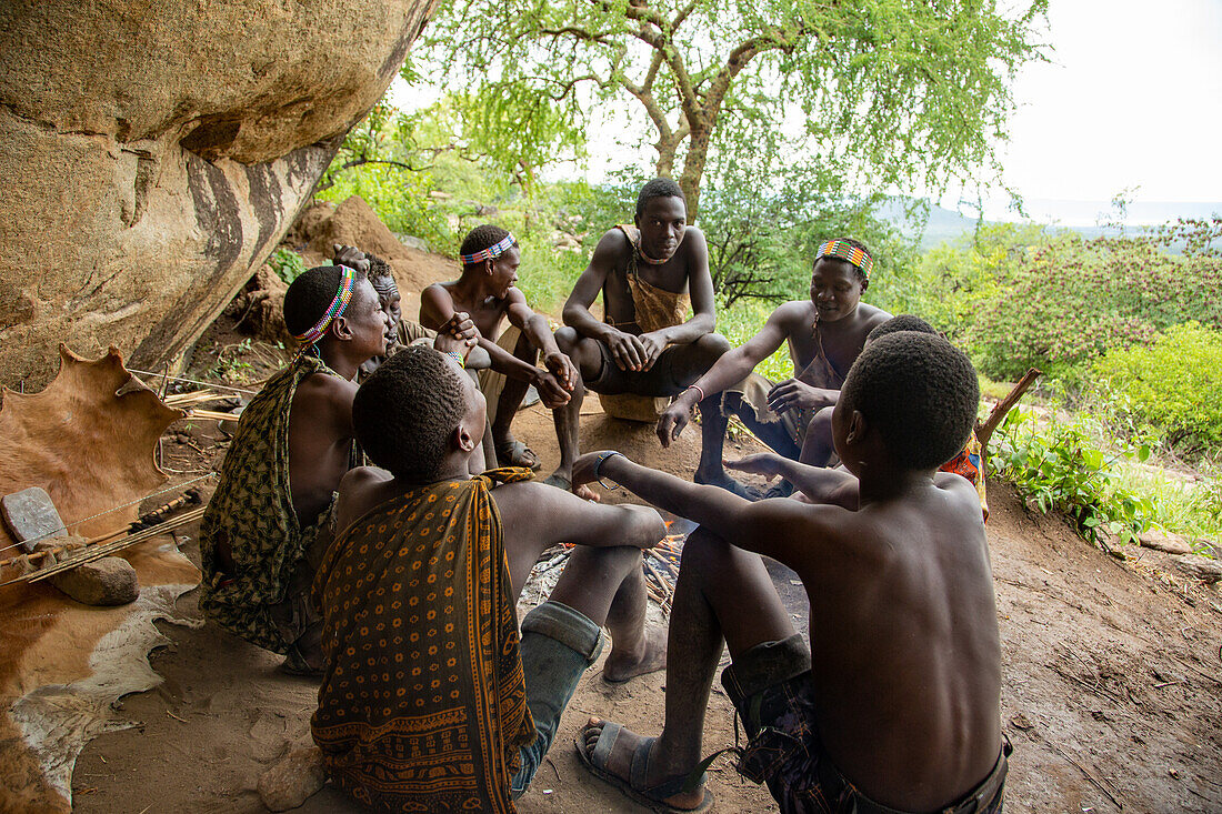 Hadzabe hunters on a hunting expedition