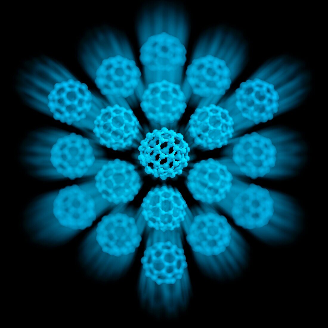 Buckyball C60 molecules, illustration