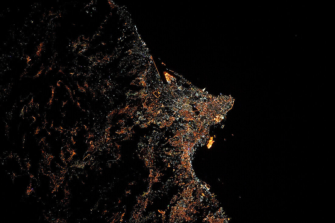 Beirut, Lebanon at night, satellite image