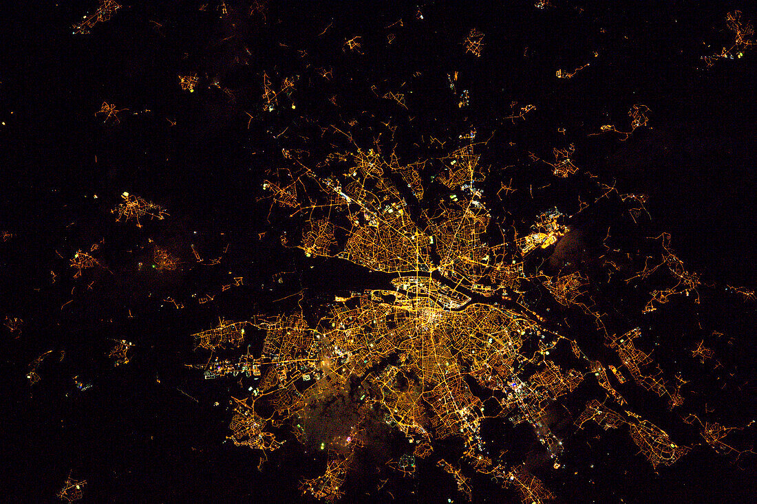 Nantes, France at night, satellite image