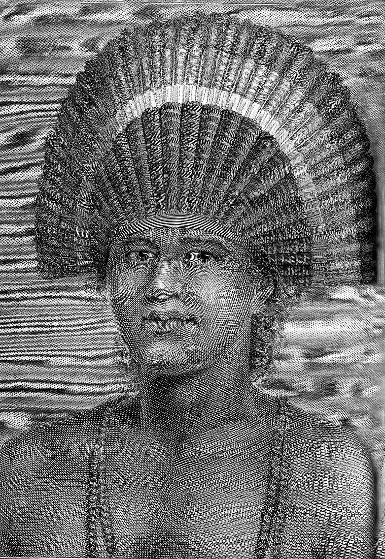 Poulaho, King of Tonga, 18th century illustration