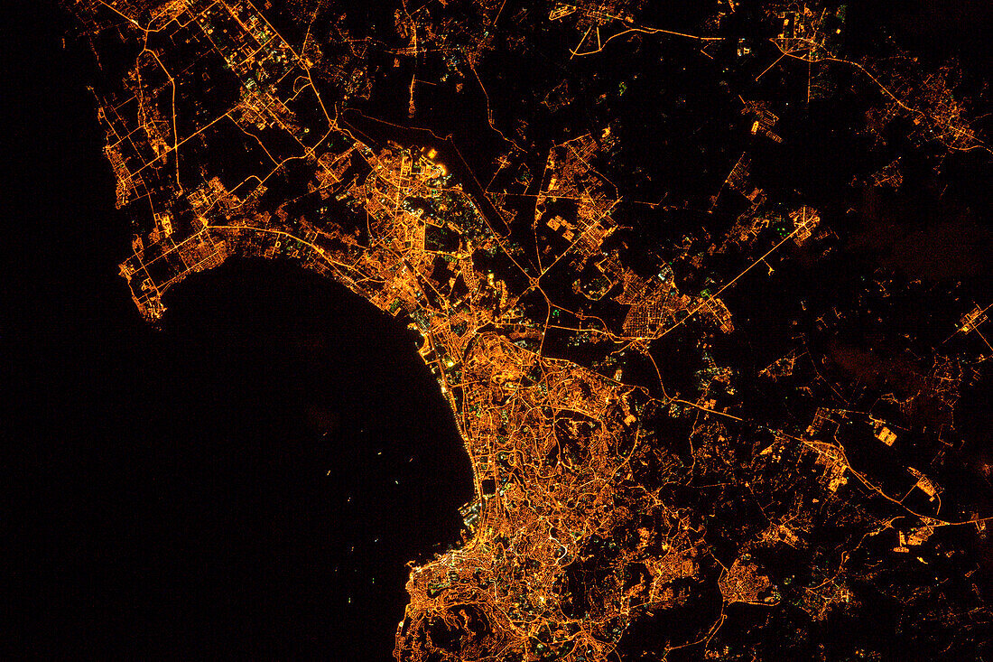 Algiers, Algeria at night, satellite image