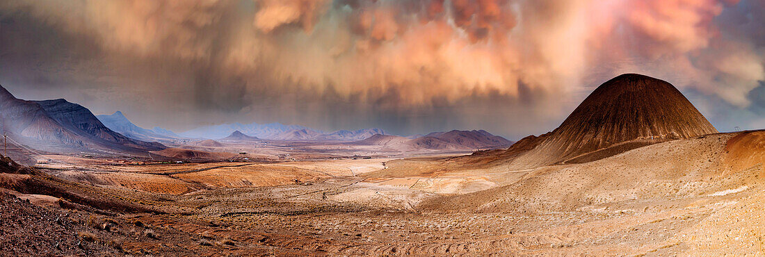 Desert panorama with mountain peaks