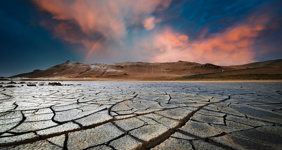 Starry sky over a desert, composite image