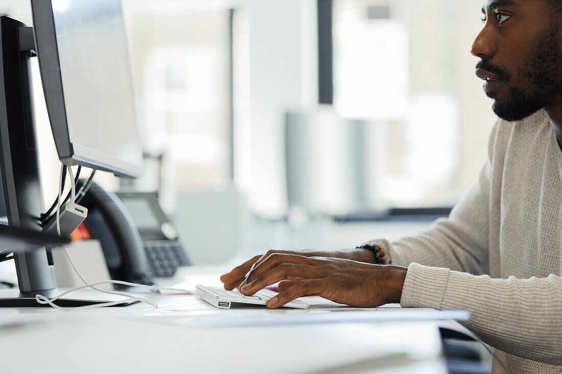 Businessman working at a computer