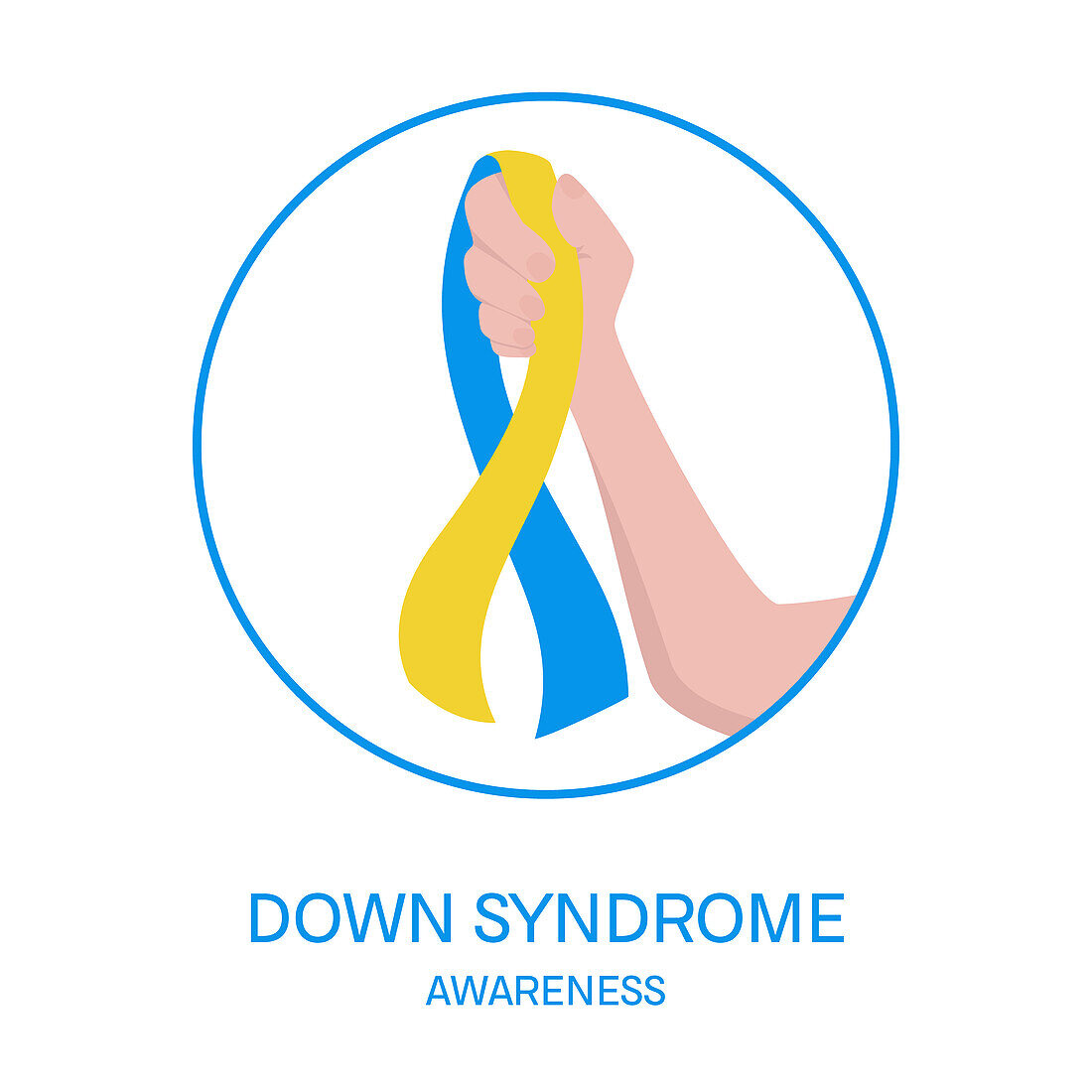 Down syndrome awareness ribbon, conceptual illustration
