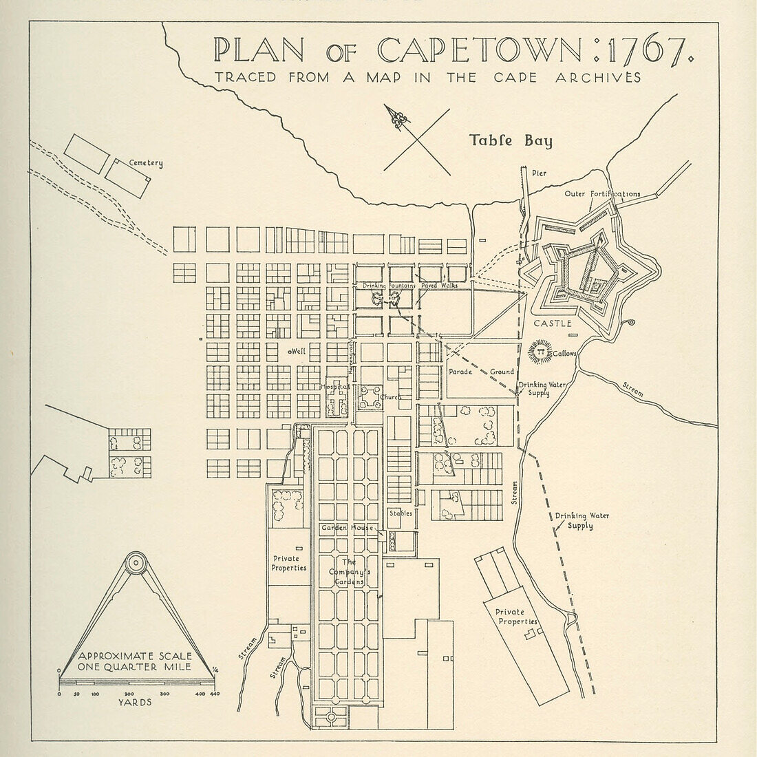 Plan of Cape Town, South Africa, in 1767