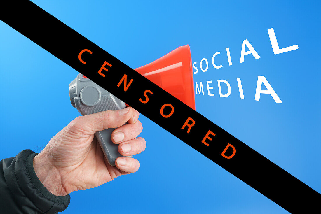 Social media censorship, conceptual image