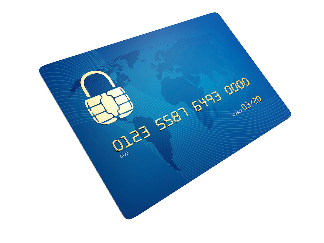 Secure credit card, conceptual illustration