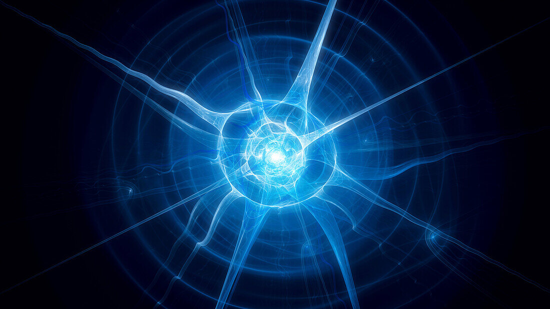 Blue glowing neutron star, abstract illustration