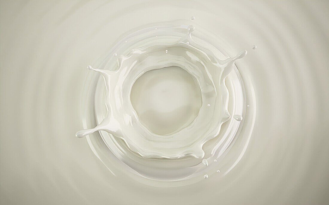 Milk crown splash with ripples, illustration