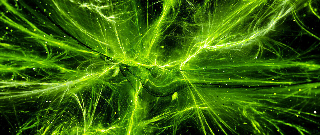 Green glowing plasma force fields, illustration