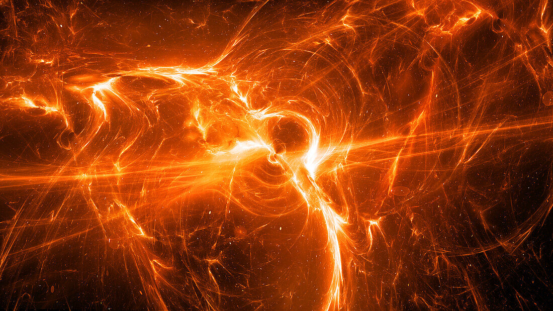 Fiery glowing plasma in space, illustration