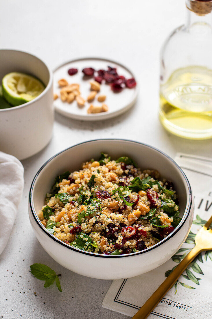Quinoa salad with parsley and cranberries