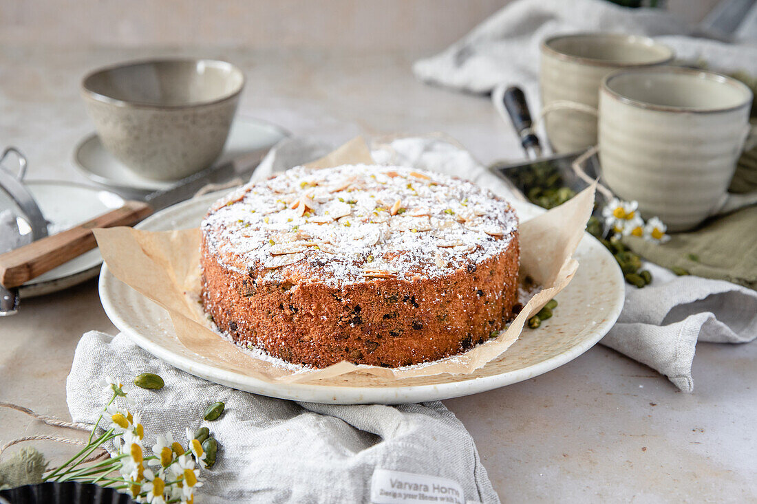 Ricotta-Pistazien-Kuchen mit Chocolate Chips