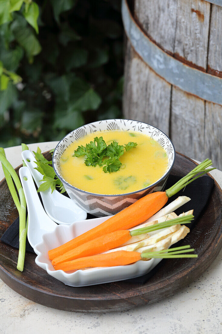 Vegetable broth from celery and carrots