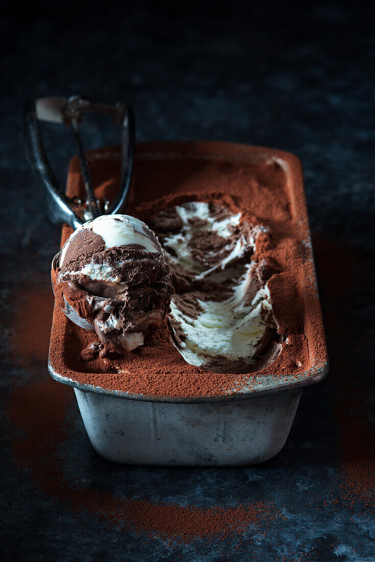 Homemade cocoa ice cream