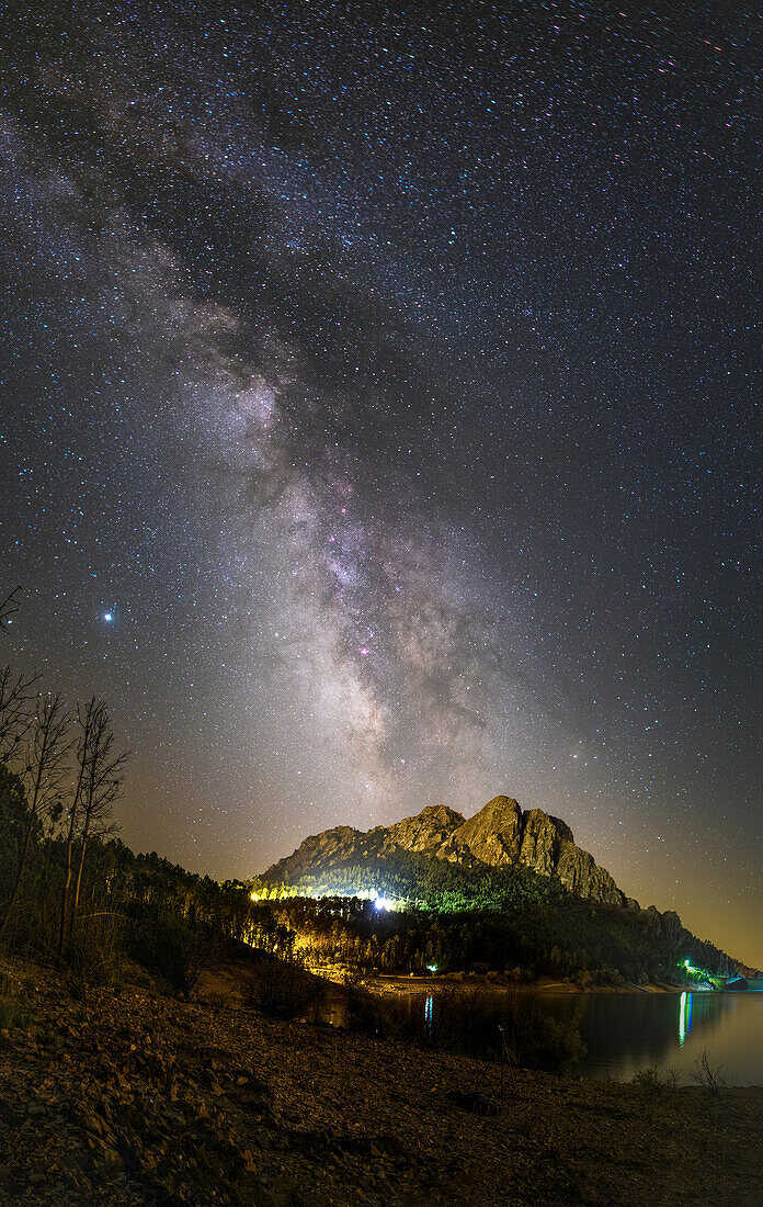 Milky Way over a mountain, Santa Luzia, Portugal
