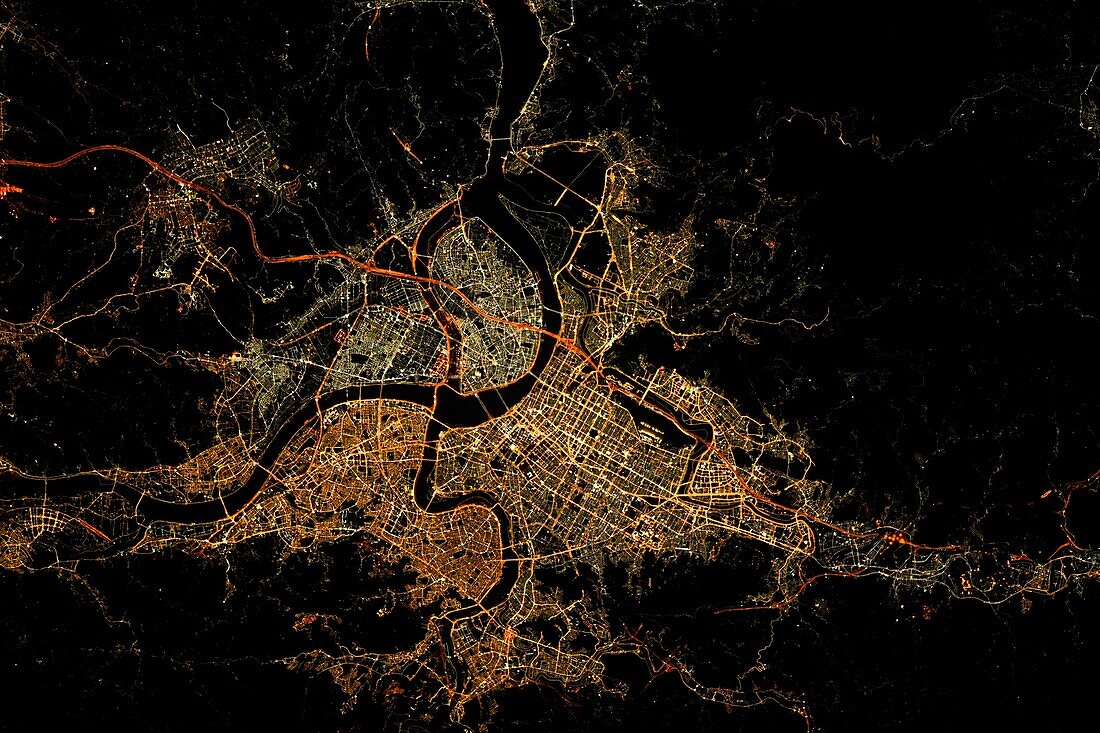 Taipei, Taiwan, at night, satellite image