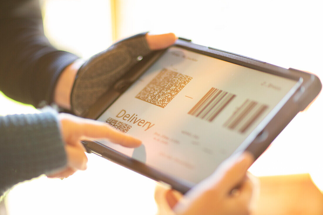 Delivery barcode on digital tablet screen