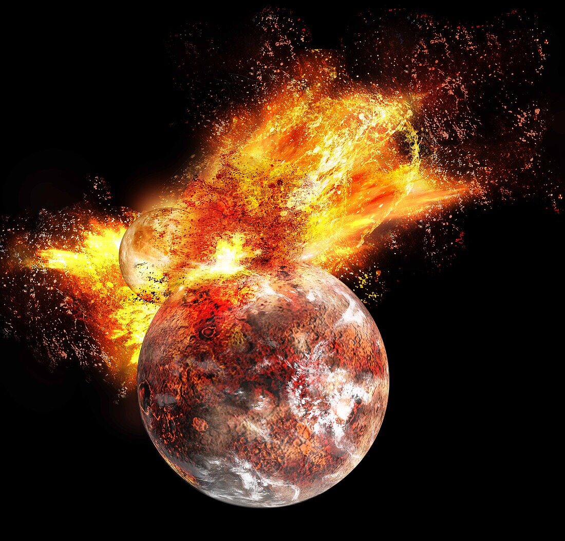 Collision of Thera with Earth, illustration