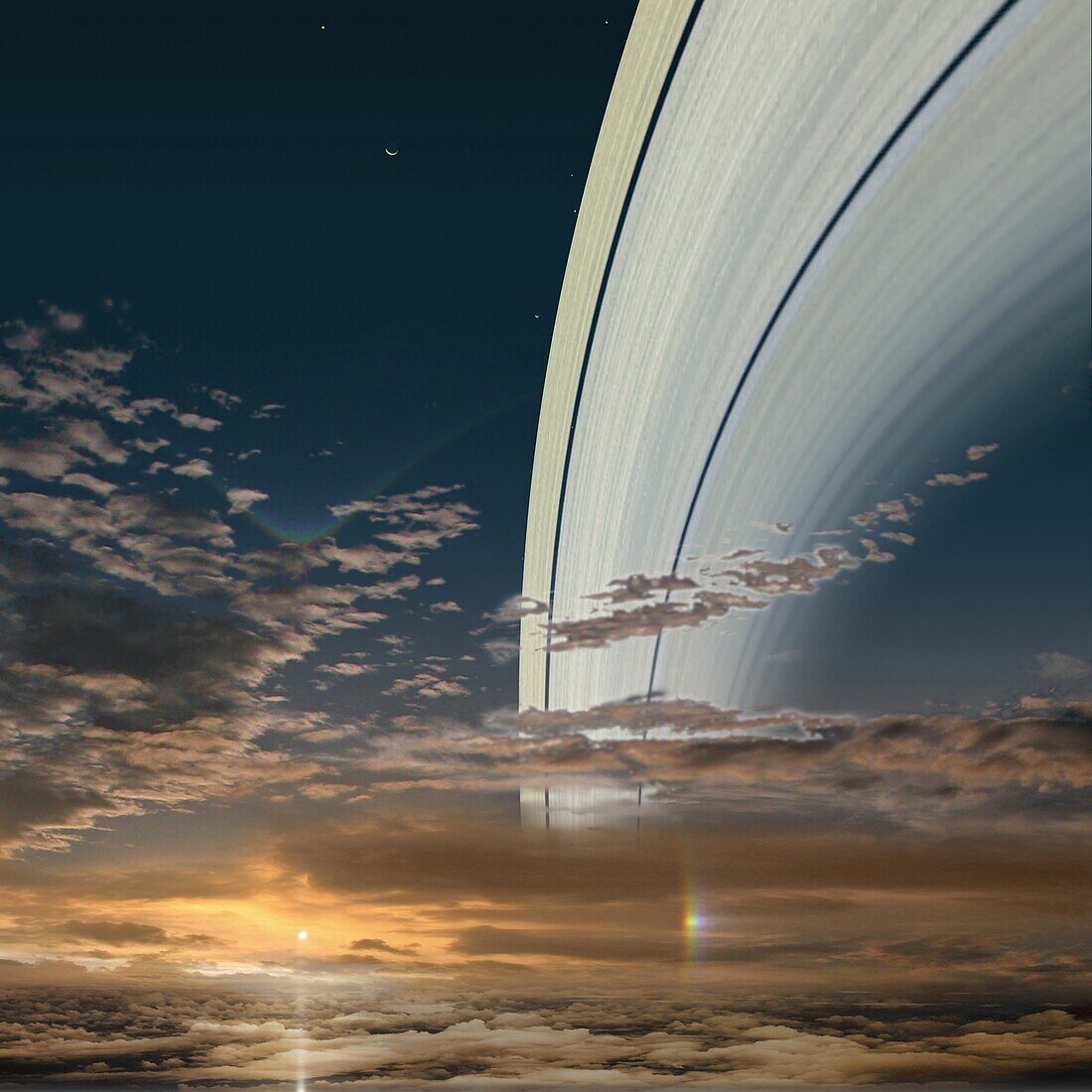 Saturn’s rings seen from Saturn, illustration