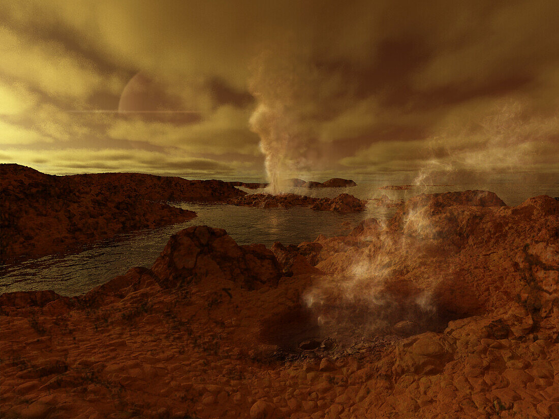 Geothermal features on Titan, illustration