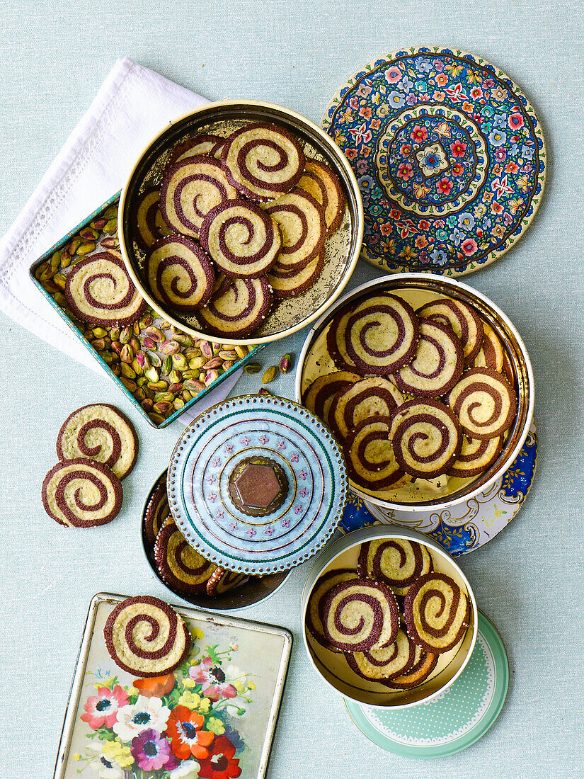 Pistachio spiral biscuits