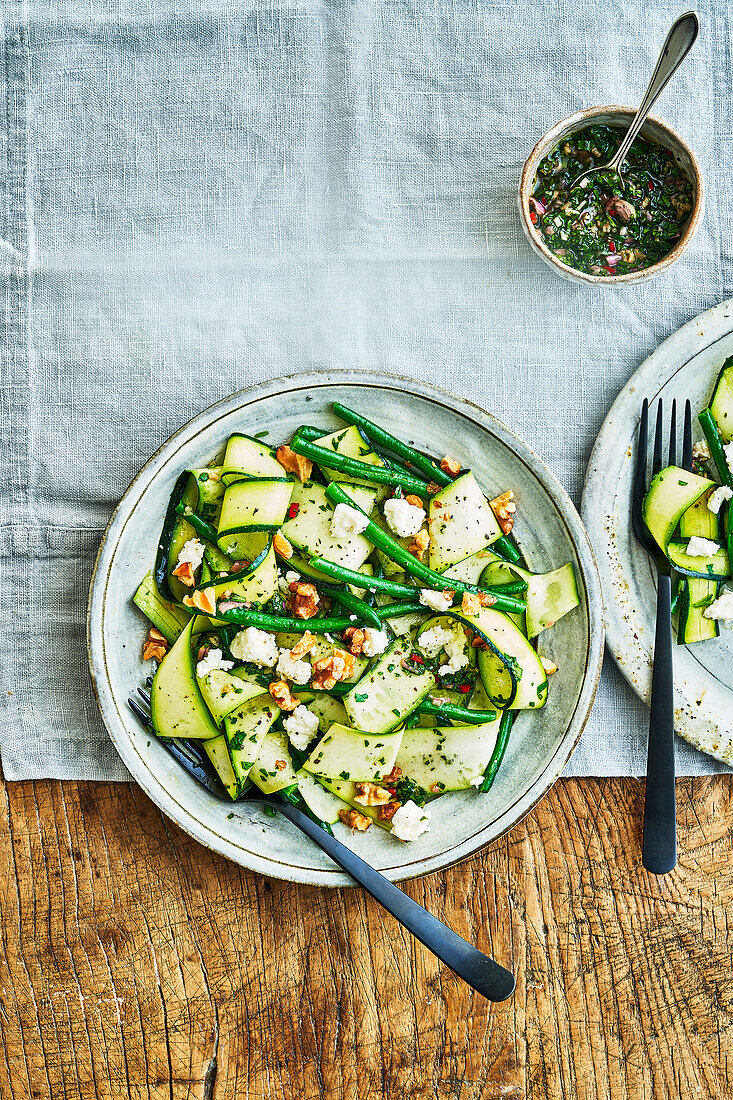 Courgette and chimichurri salad