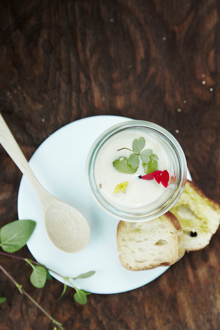 White gazpacho with green grapes and olive oil (cold almond soup)