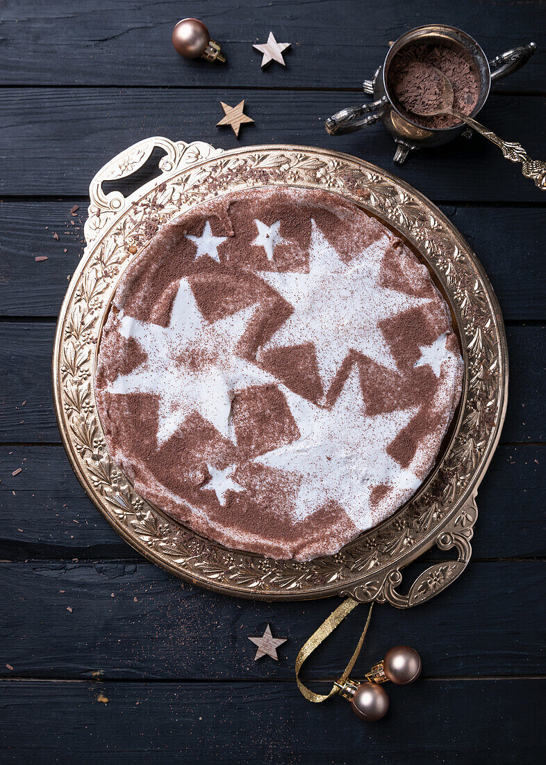 Vegan Chocolate Nut Cake with 'Cream Filling' (Christmas)