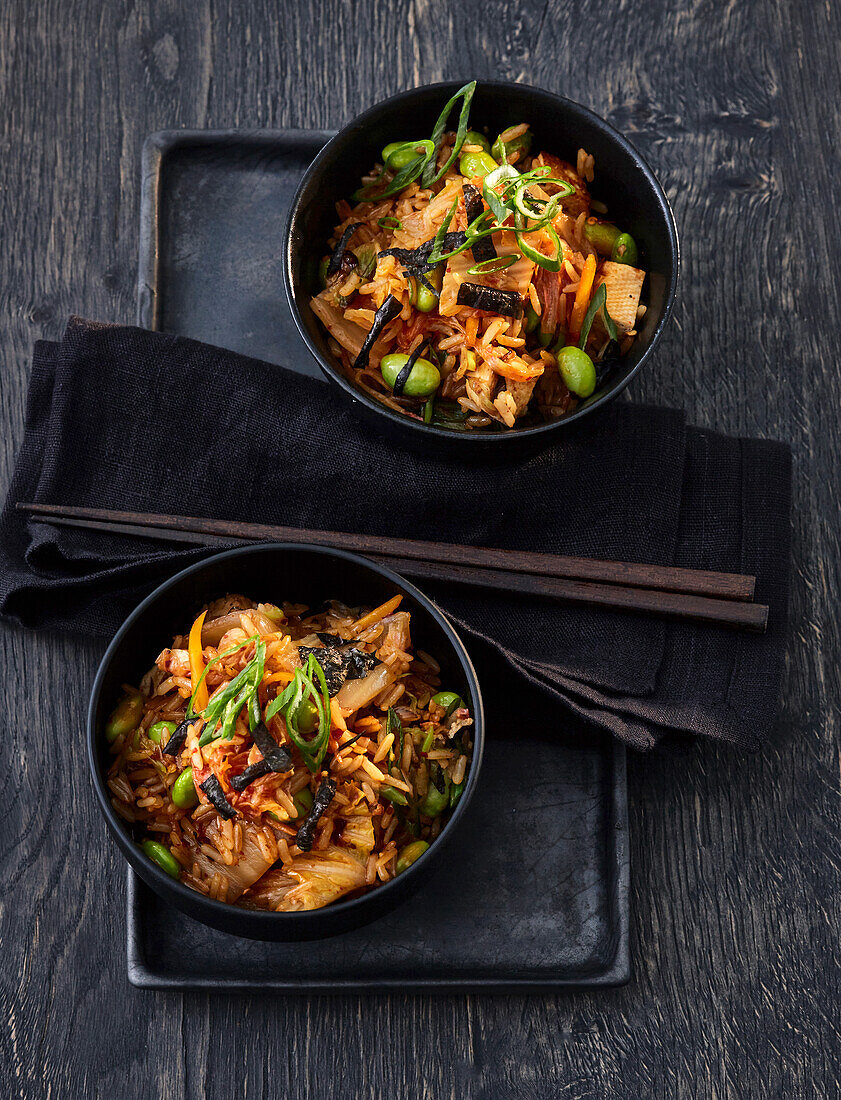 Vegan kimchi fried rice