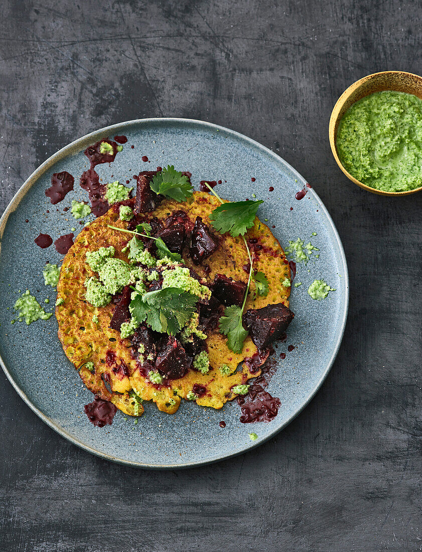 Vegane Dosa mit Rote-Bete