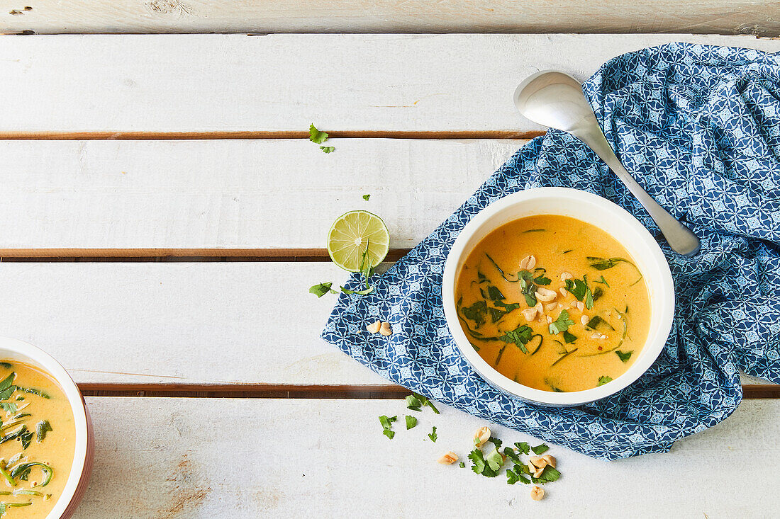 Sweet potato soup with spinach