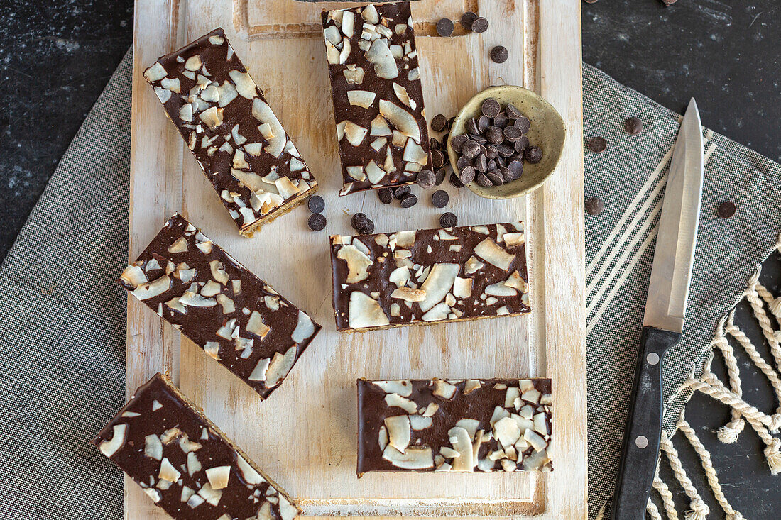 Dessert layer bars with chocolate and coconut