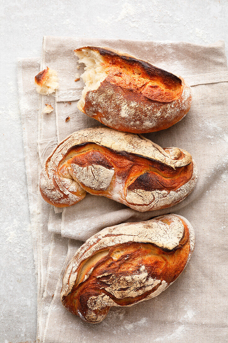 Rustikales Mini-Baguette aus Weizensauerteig