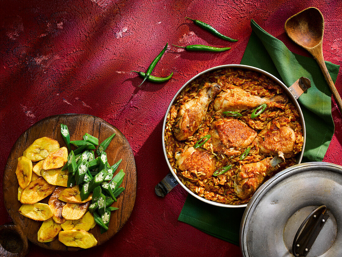 Schneller Jollof-Reis mit Hühnchen