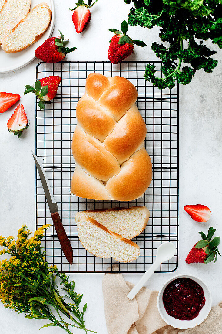 Yeast plait on cooling rack