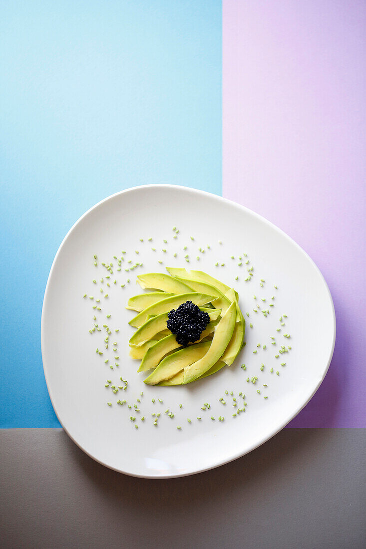 Caviar and avocado salad