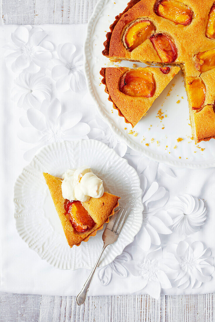 Peach, almond and mascarpone tart