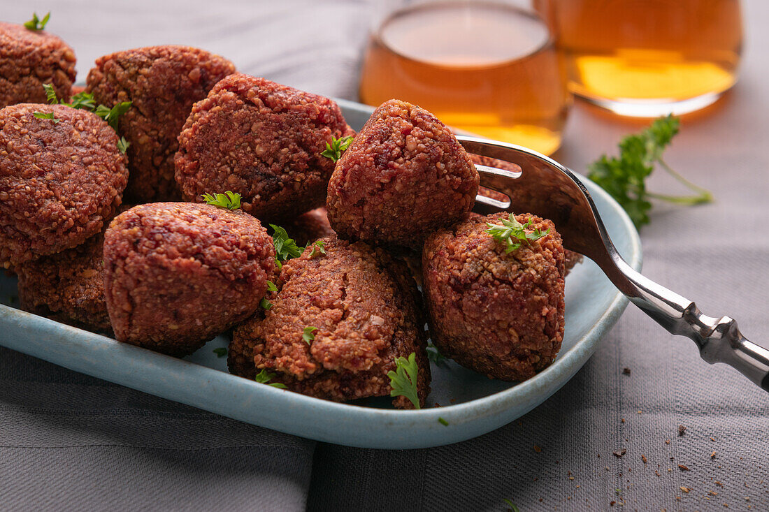 Vegan falafel with beetroot