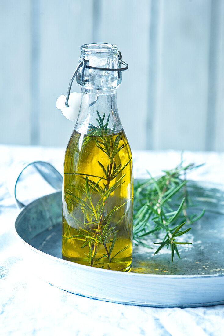 Rosemary oil in a bottle