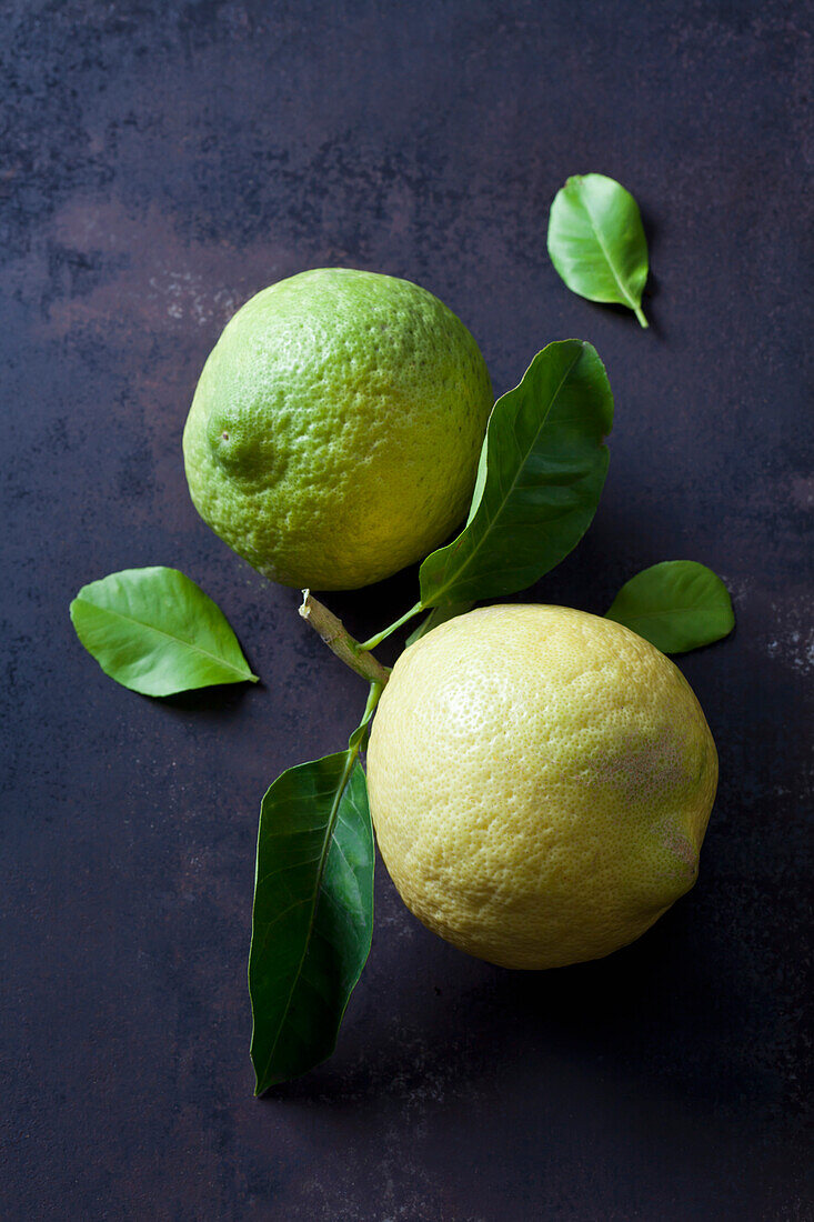 Two citrons with leaves