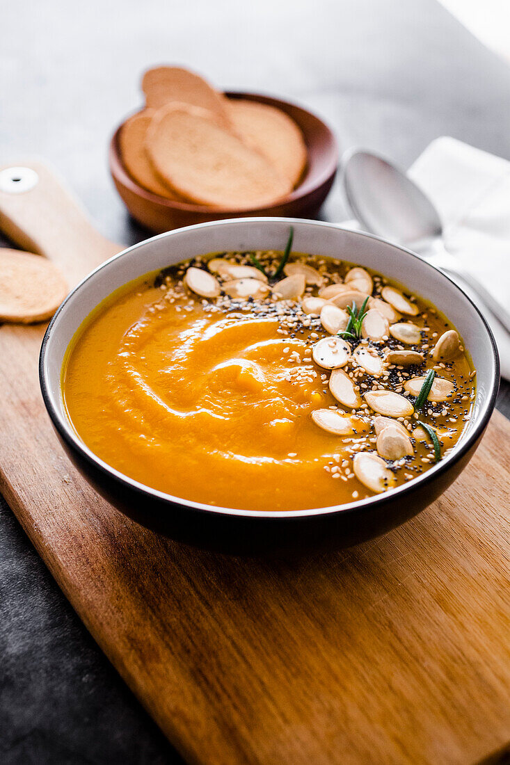 Pumpkin soup with seeds