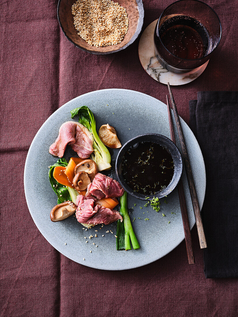 Shabu-Shabu - Japanese Fondue with Beef, Duck and Ponzu Dip