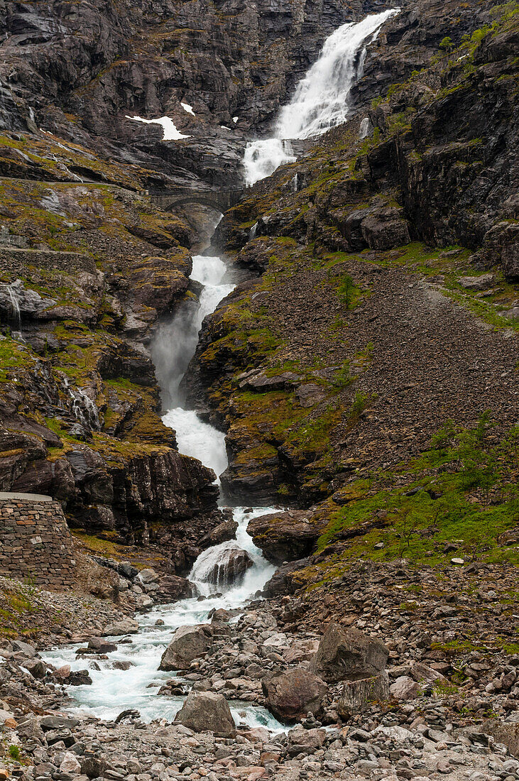 Stigfossen waterfall near Trollstigen, Rauma, Norway