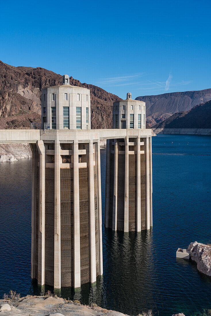 Intake towers for the Hoover Dam, Lake Mead, USA