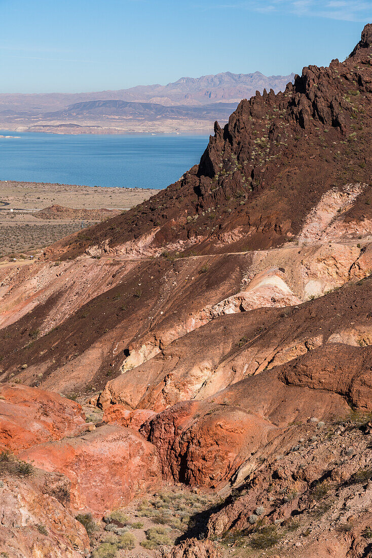 Rugged desert terrain around Lake Mead, Nevada, USA