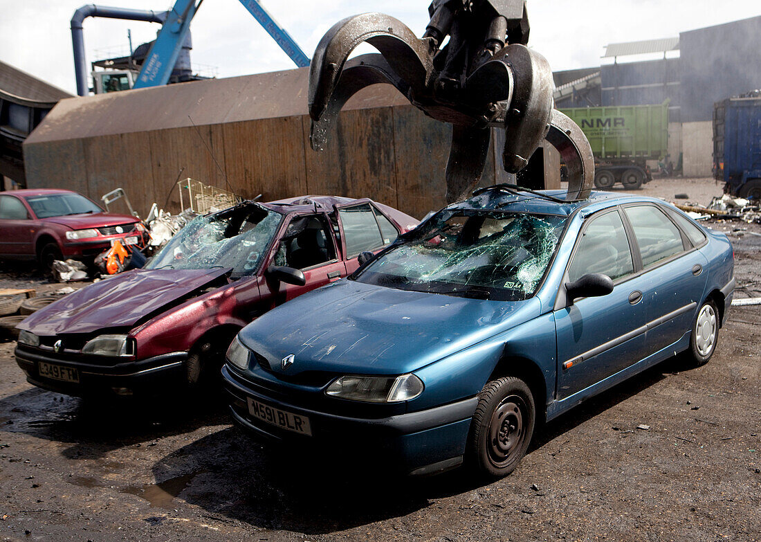 Cars in a scrapyard